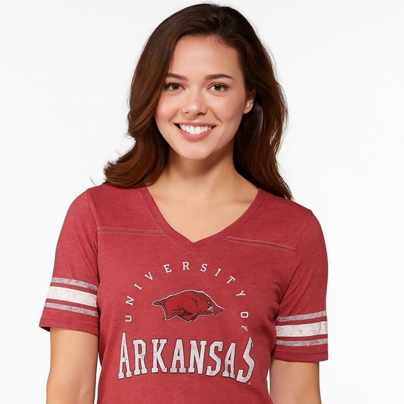 Russell University of Arkansas Womens Jersey Tee Size Medium Hogs Razorbacks - Picture 1 of 7
